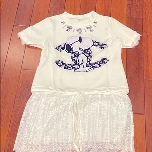 Silver Gem Snoopy Short Sleeve with Skirt